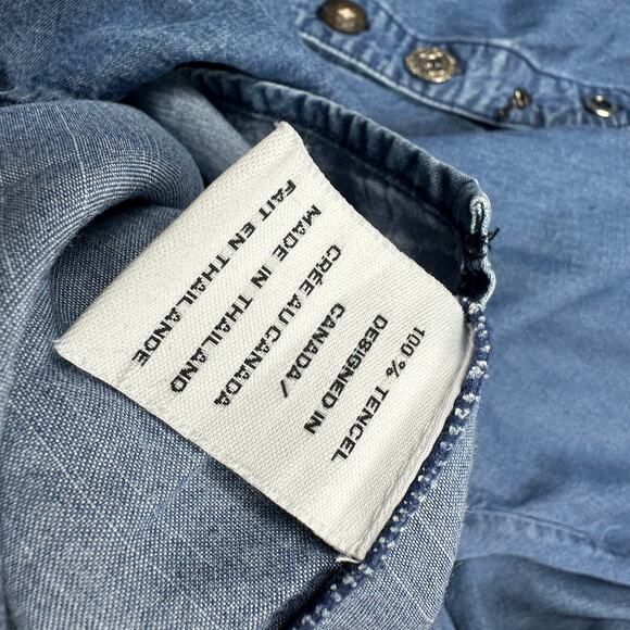 Neon Buddha Button Down Long Sleeve Chambray Denim Classic Casual Shirt Large - Picture 16 of 16